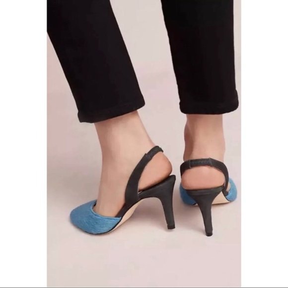 Carmen Salas Anthropologie Blue Slingback Pumps - Picture 4 of 8